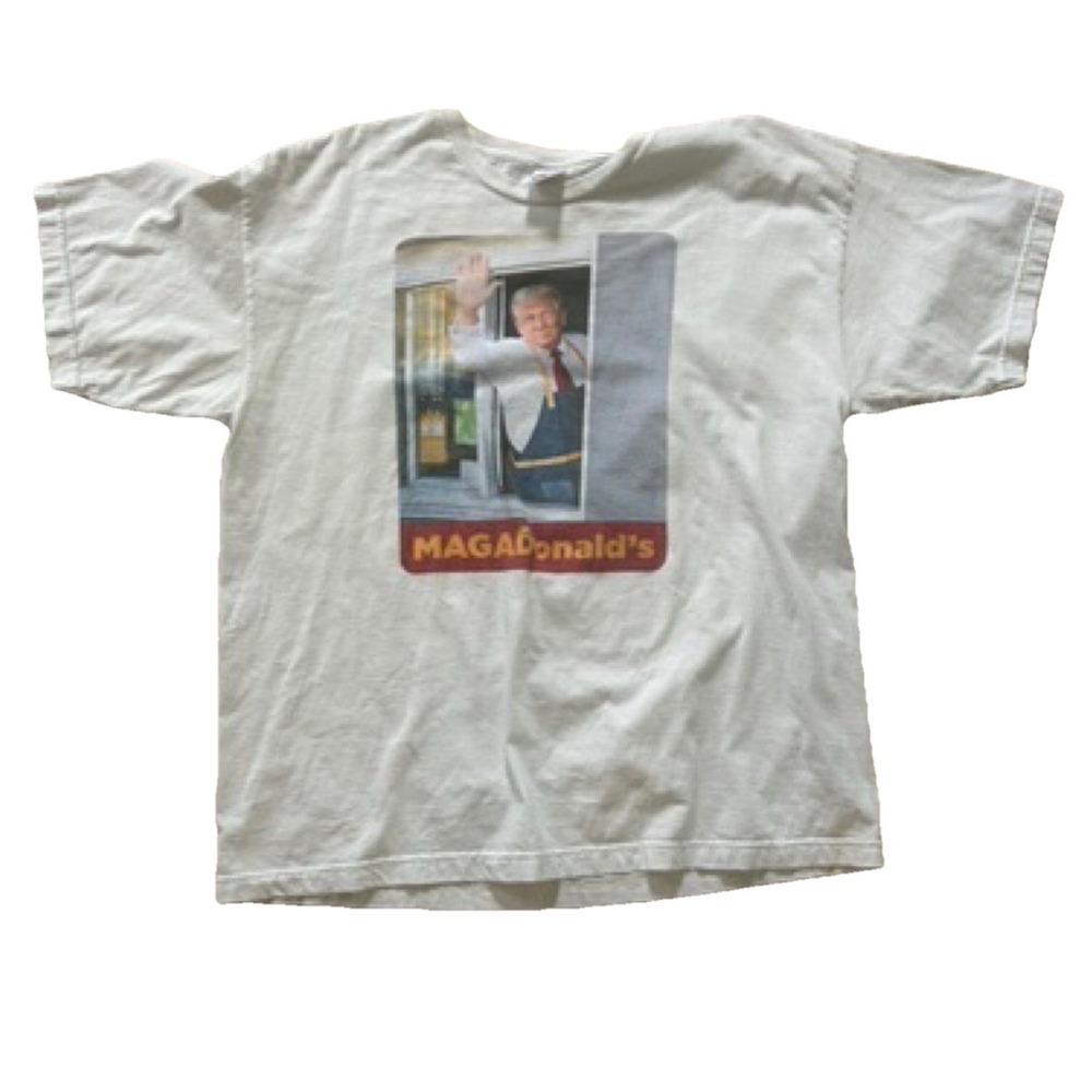 Trump McDonalds Shirt MAGADonalds Cashier Meme T-Shirt 2XL Ace Heavy Cotton